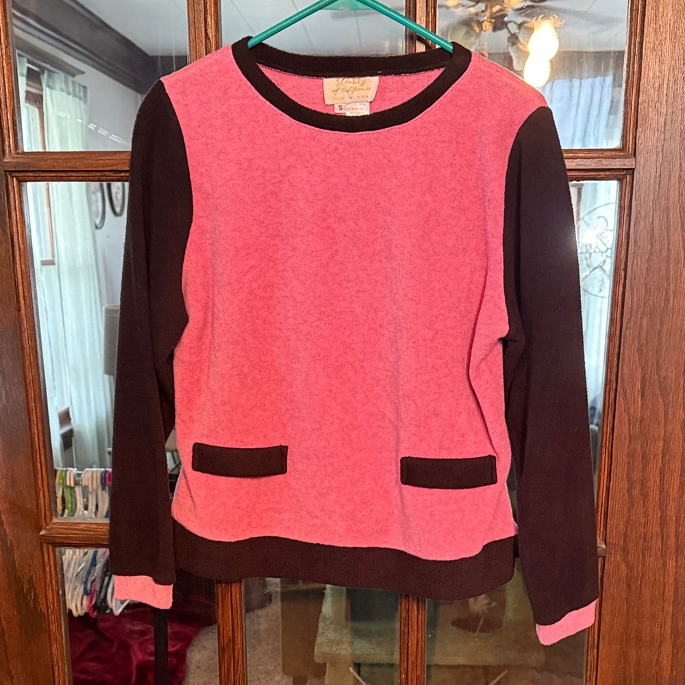 Lilly of California Vintage Pink Black Colorblock Sweater Top Womens Small USA
